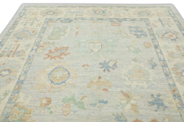 pastel gray ivory field multicolor handwoven turkish oushak rug 8 x 10 2012