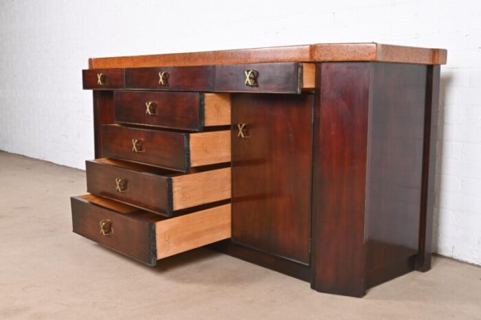 paul frankl for johnson furniture mahogany sideboard or bar cabinet 1950s 0701