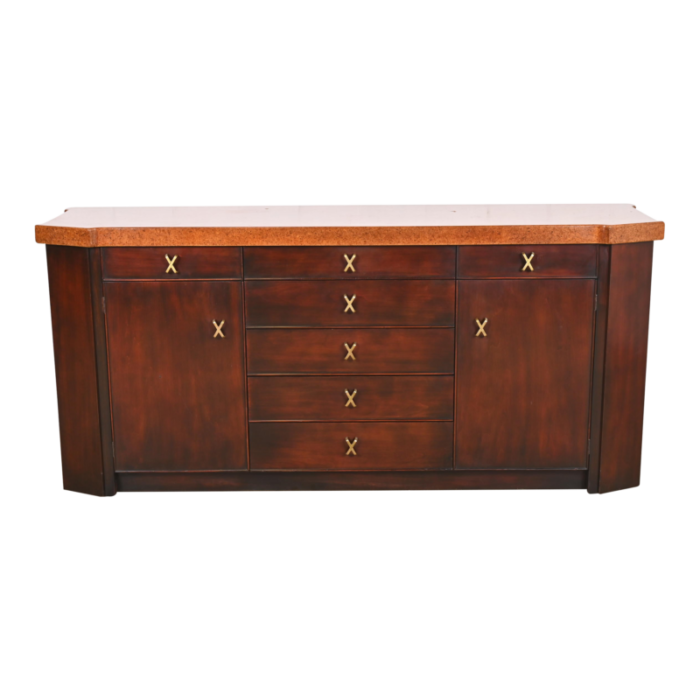 paul frankl for johnson furniture mahogany sideboard or bar cabinet 1950s 3710