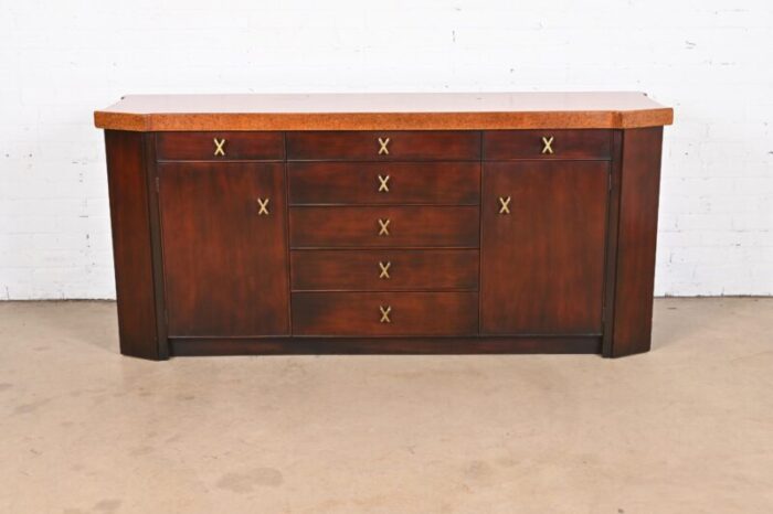 paul frankl for johnson furniture mahogany sideboard or bar cabinet 1950s 5245