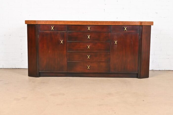 paul frankl for johnson furniture mahogany sideboard or bar cabinet 1950s 5893