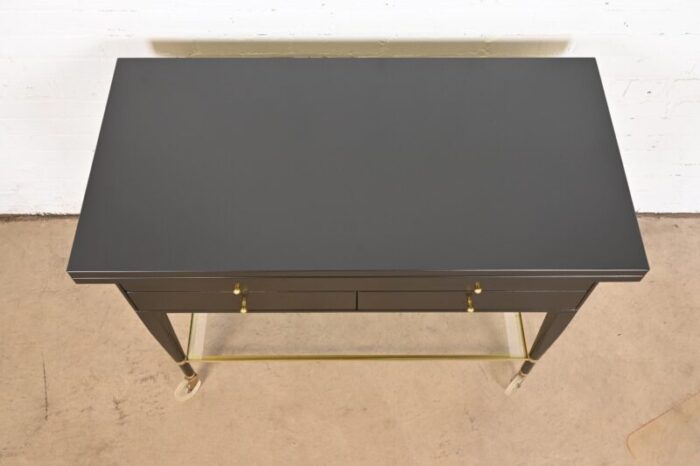 paul mccobb for directional mid century modern black lacquered flip top server bar cart newly refinished 8190