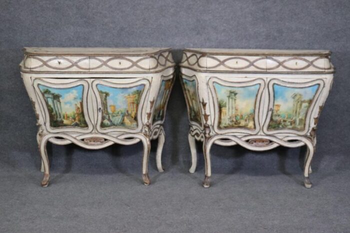 period 18th century paint decorated venetian commodes cabinets a pair 3703