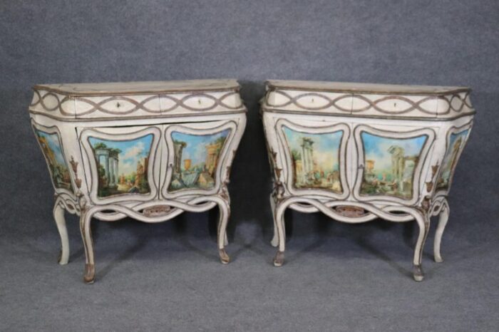 period 18th century paint decorated venetian commodes cabinets a pair 5087