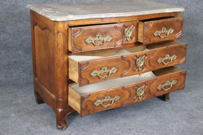 period french louis xv walnut marble top bronze mounted commode 1133