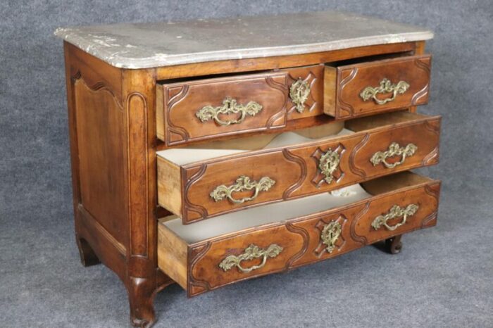 period french louis xv walnut marble top bronze mounted commode 5066