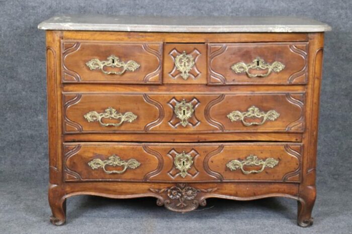 period french louis xv walnut marble top bronze mounted commode 5233