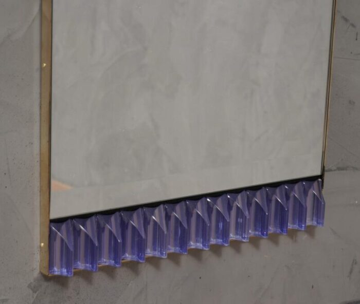 periwinkle murano glass and brass wall mirror 1990s 2781