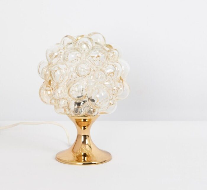 petite amber bubble glass table lamp from limburg germany 1970s 2