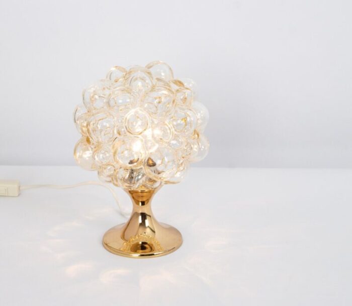 petite amber bubble glass table lamp from limburg germany 1970s 4