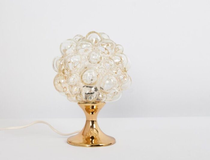 petite amber bubble glass table lamp from limburg germany 1970s 5