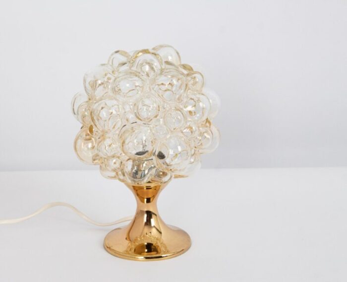 petite amber bubble glass table lamp from limburg germany 1970s 6