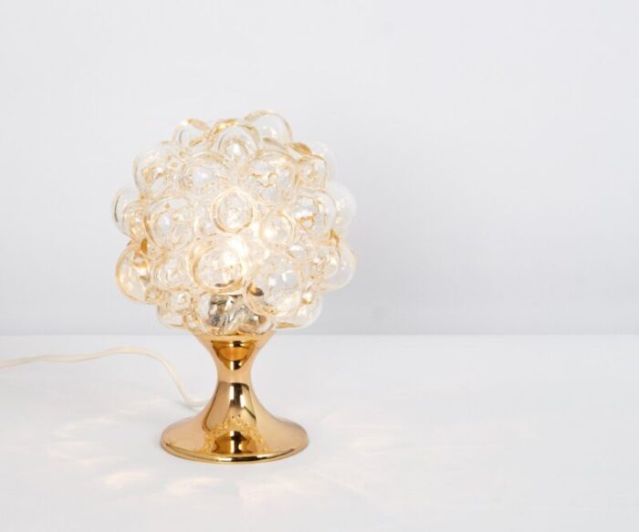 petite amber bubble glass table lamp from limburg germany 1970s 7