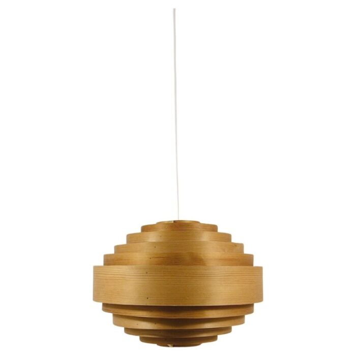 pine lamella ring globe pendant light from hans agne jakobsson ab markaryd sweden 1970s 2