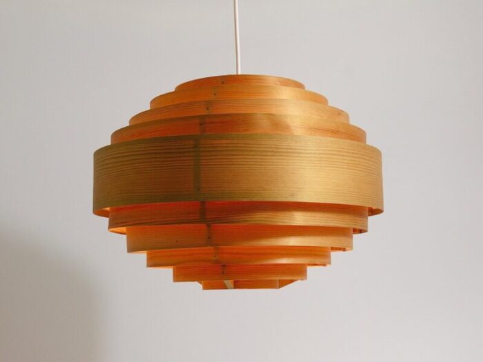 pine lamella ring globe pendant light from hans agne jakobsson ab markaryd sweden 1970s 7