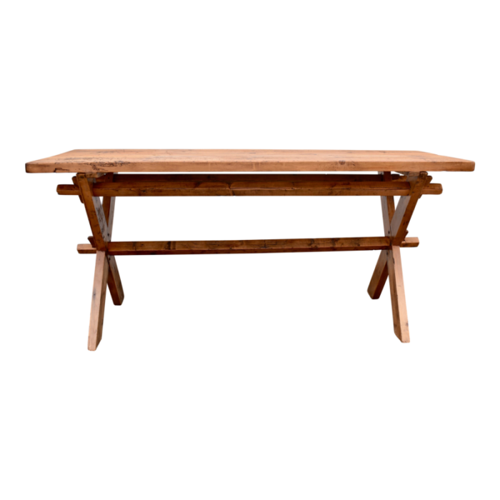 pine x base trestle table circa 1910 1164