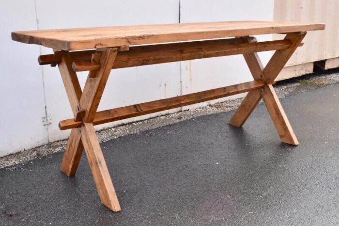 pine x base trestle table circa 1910 1844