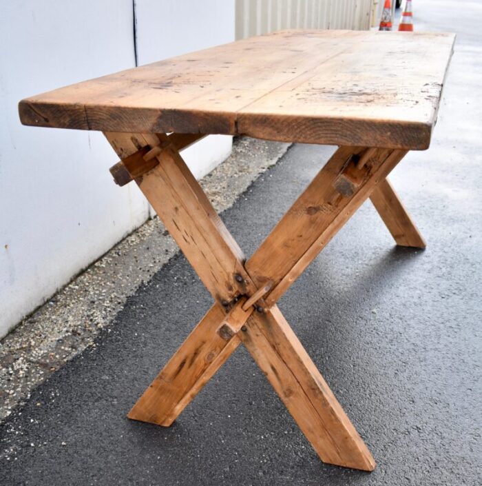 pine x base trestle table circa 1910 2480