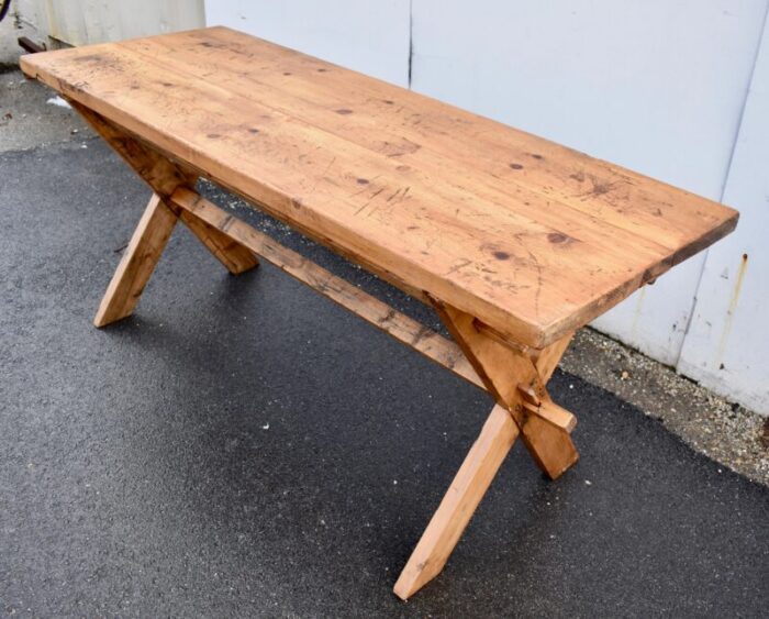 pine x base trestle table circa 1910 3120