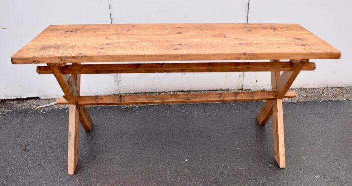 pine x base trestle table circa 1910 4645