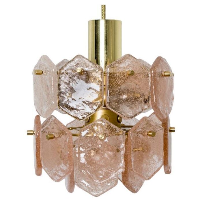 pink ice glass chandelier attributed to kalmar franken 1960 1