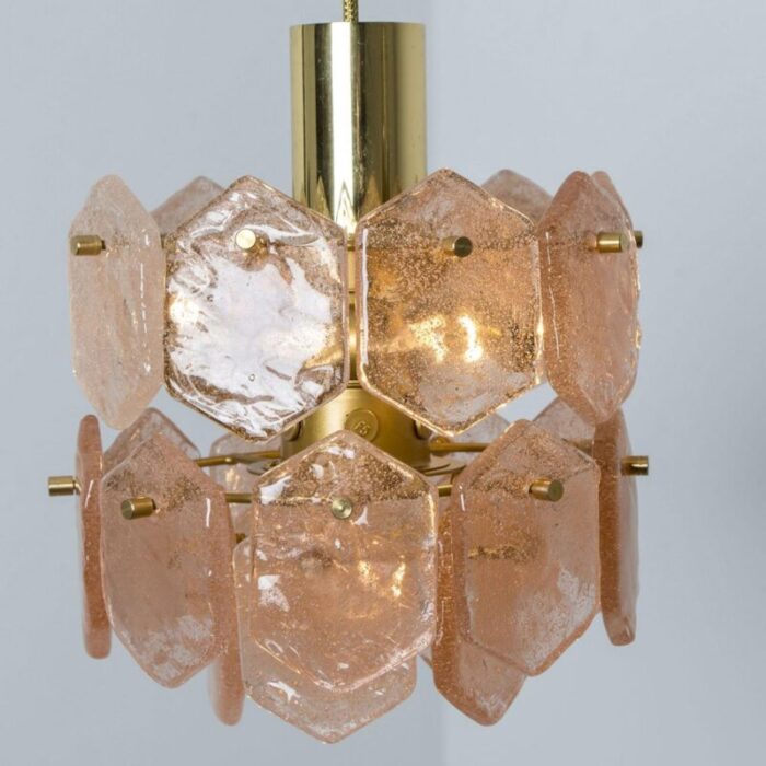 pink ice glass chandelier attributed to kalmar franken 1960 11