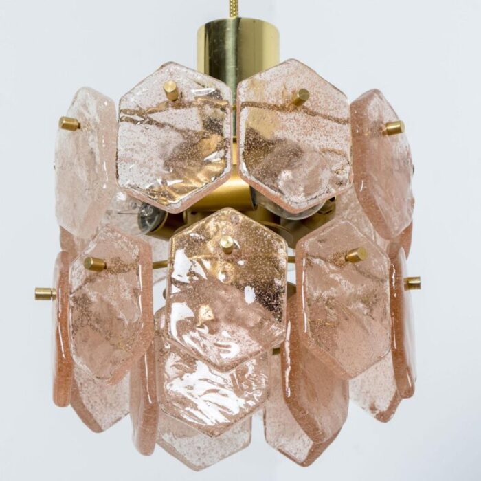 pink ice glass chandelier attributed to kalmar franken 1960 13