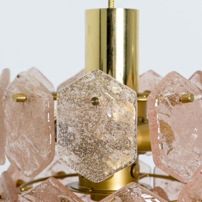 pink ice glass chandelier attributed to kalmar franken 1960 2