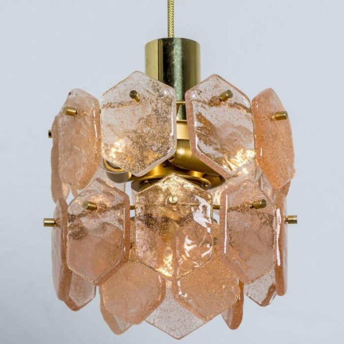 pink ice glass chandelier attributed to kalmar franken 1960 6