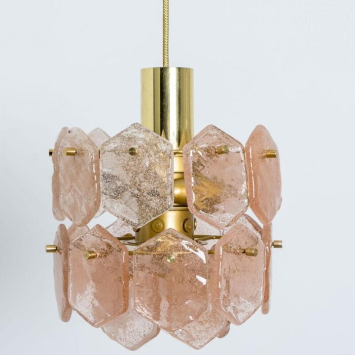 pink ice glass chandelier attributed to kalmar franken 1960 7