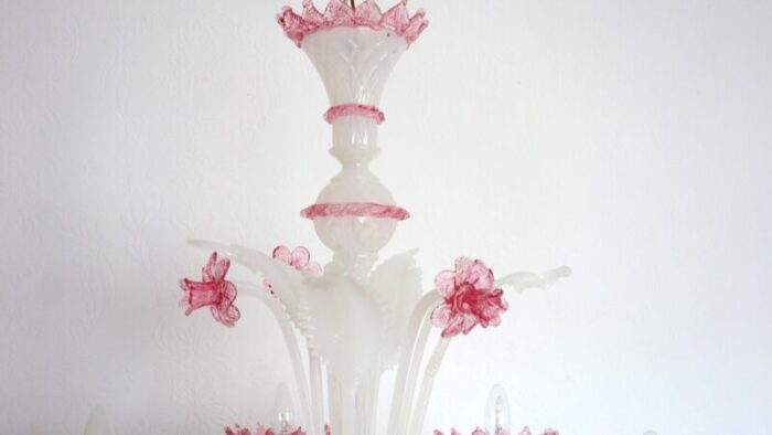 pink white murano glass chandelier 10