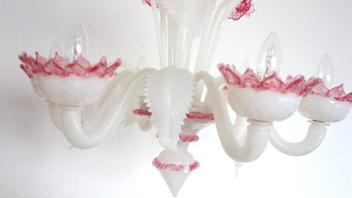 pink white murano glass chandelier 13