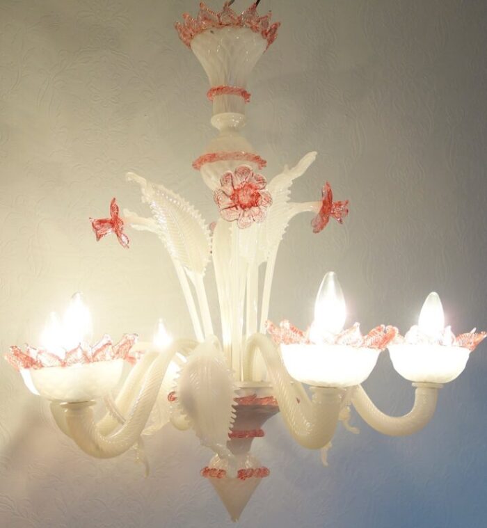 pink white murano glass chandelier 15