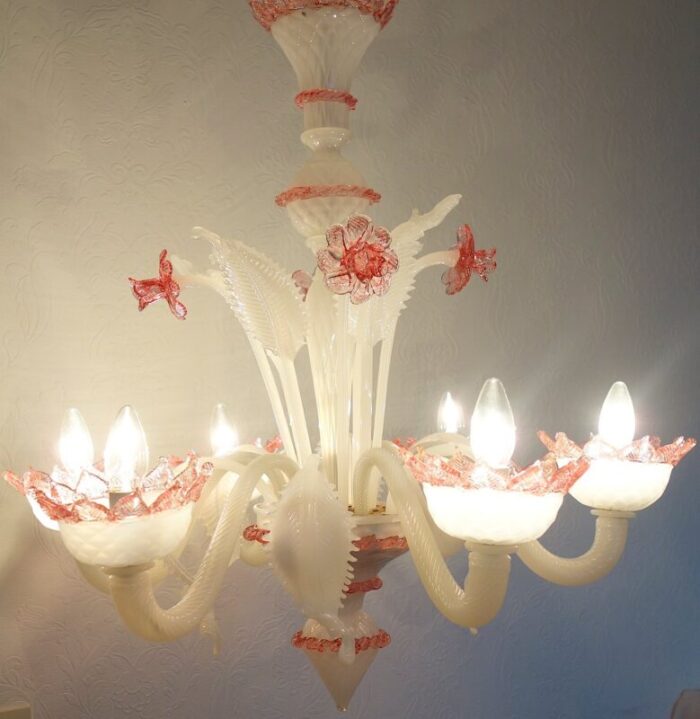 pink white murano glass chandelier 17