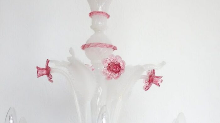 pink white murano glass chandelier 5