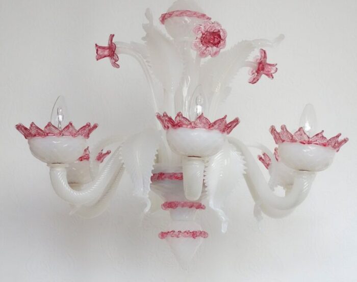 pink white murano glass chandelier 9