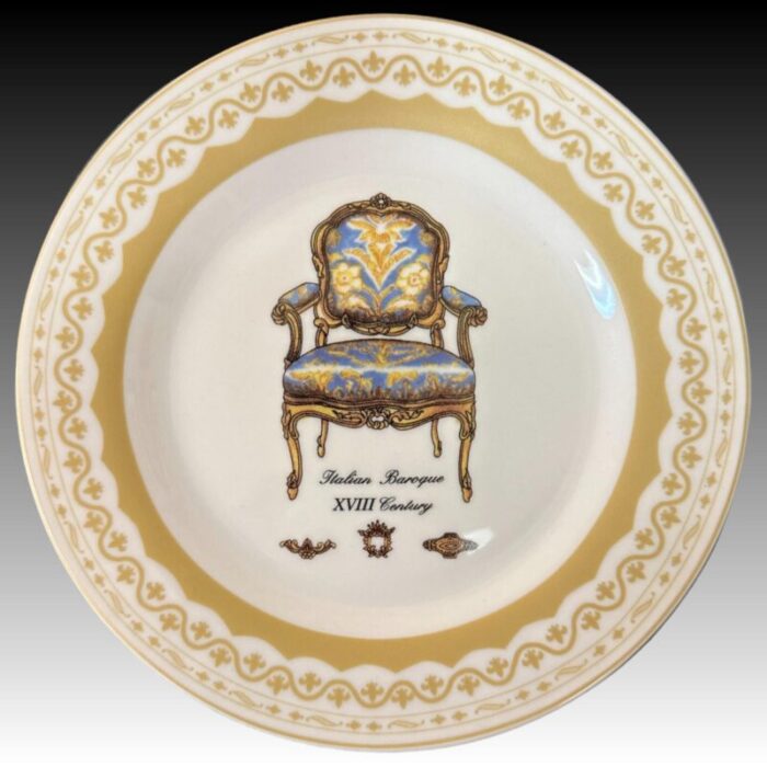 porcelain treasures antique chairs motif dessert plates set of 4 4539