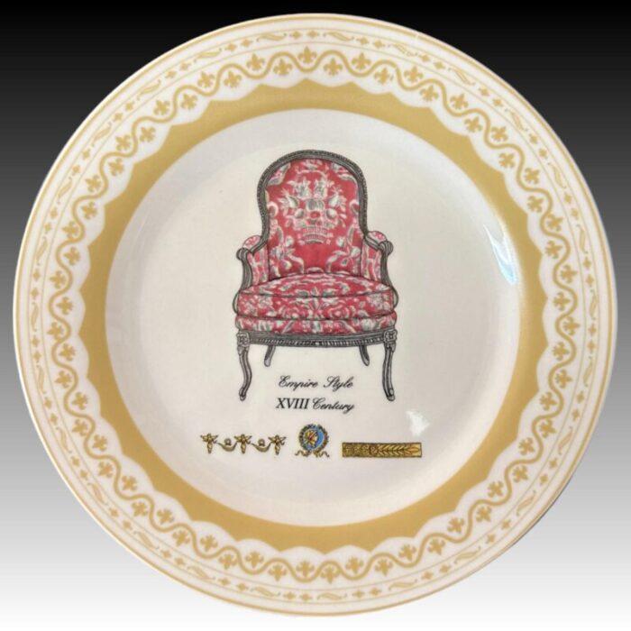 porcelain treasures antique chairs motif dessert plates set of 4 8298