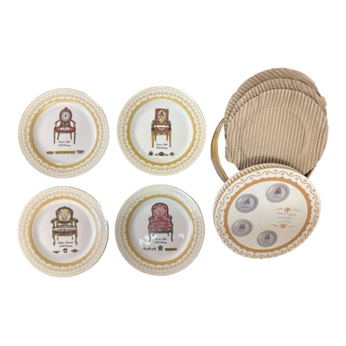 porcelain treasures antique chairs motif dessert plates set of 4 8744