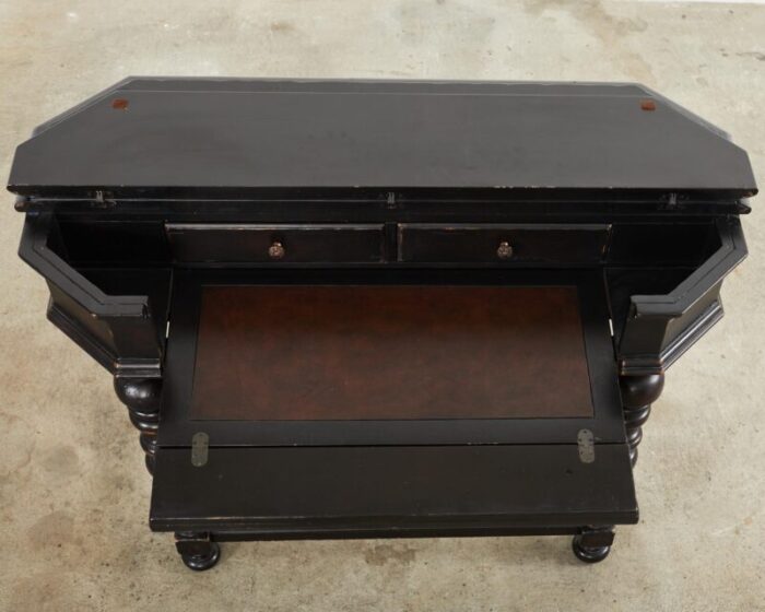 portuguese style ebonized spinet secretary desk by tommy bahama 1664