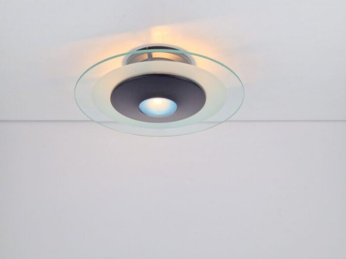 postmodern minimalist metal glass ceiling lamp 1980s 9