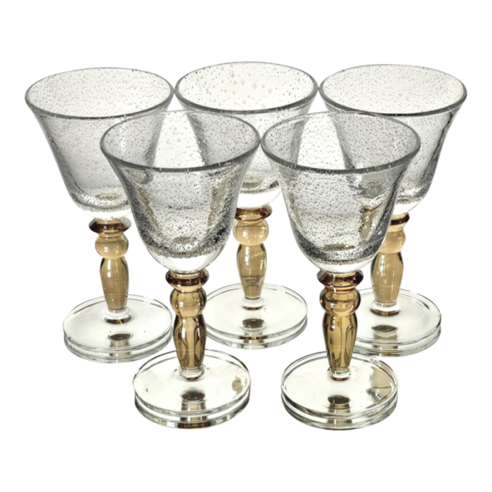 pottery barn bubble hand blown wine glasses set of 5 1567