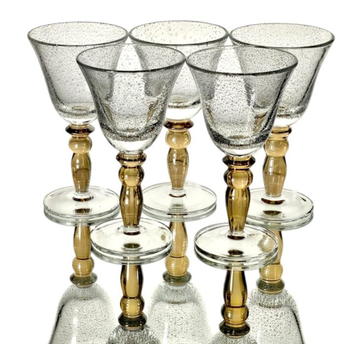 pottery barn bubble hand blown wine glasses set of 5 5231