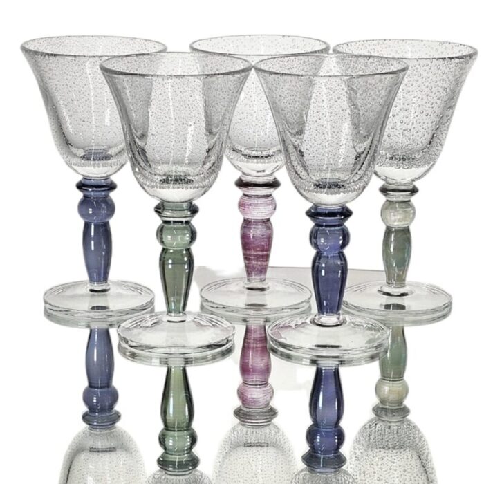 pottery barn bubble wine glasses set of 5 4325