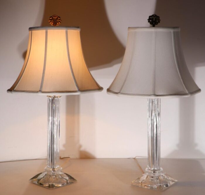 pr art deco mid century glass column lamps 1430