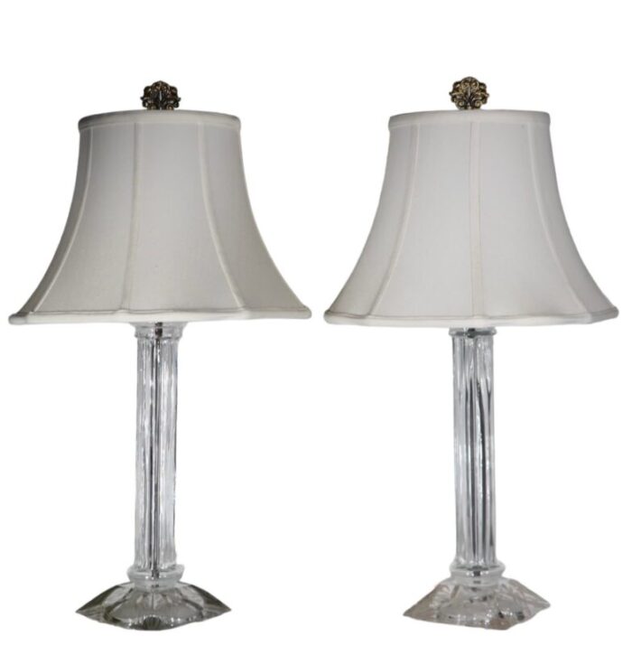 pr art deco mid century glass column lamps 3402