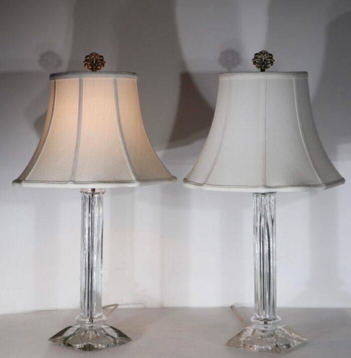 pr art deco mid century glass column lamps 3443