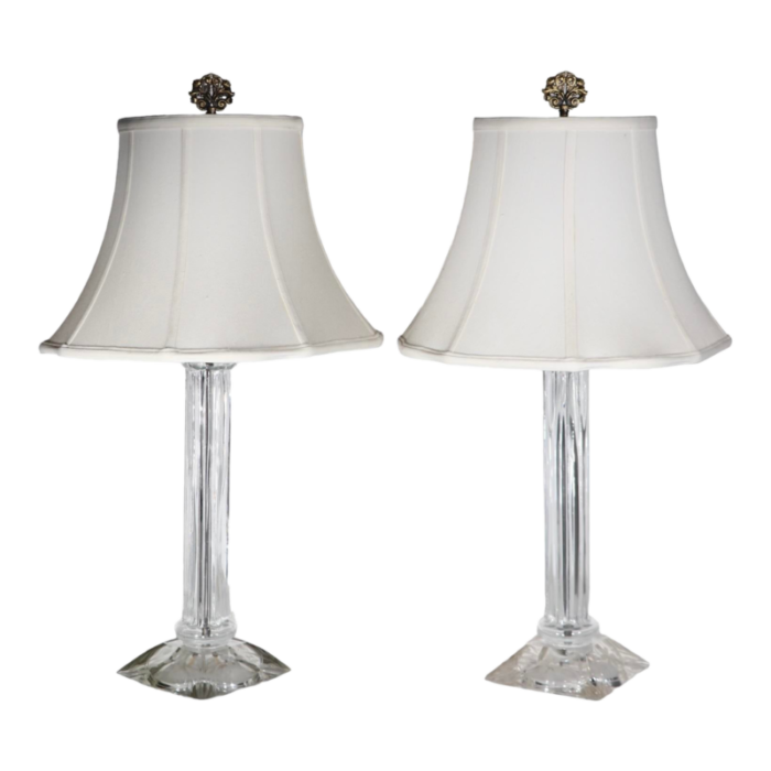 pr art deco mid century glass column lamps 5659