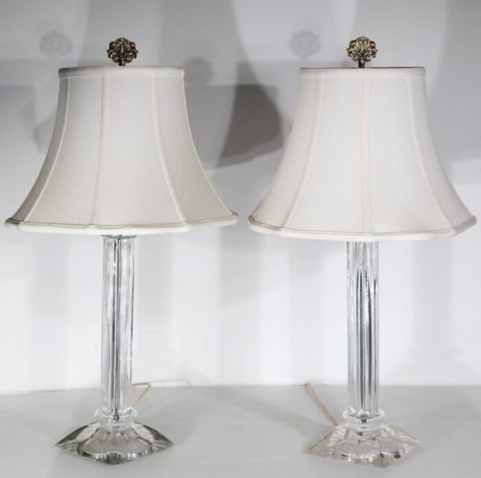 pr art deco mid century glass column lamps 5709