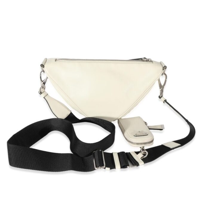 prada white leather triangle crossbody bag 3952